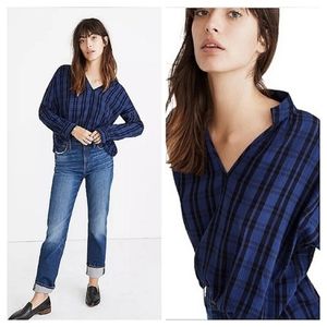 Madewell HighRoad Popover Plaid Long Sleeve Shirt
